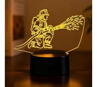 BIRBANN Lampe LED 3D Illusion Pompier Veilleuse - Lumière changeante 7 couleurs pour chambre de garçon, veilleuse apaisante pour une atmosphère propice au sommeil, cadeau pour enfants et adolescents