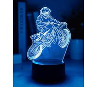 BIRBANN Lampe Moto 3D Decorative, Lampe De Chevet Chambre Intelligente À 7 Couleurs Pour Enfants, Veilleuse LED Décorative Chambre Ado Pour À Coucher, Cadeau D'anniversaire Pour Garçons Et Filles