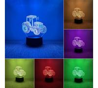BIRBANN Veilleuse 3D Tracteur, Lampe 3D de Chevet Enfant Fille & Garçon, Décoration pour Enfants Chambre et Veilleuse Bébé avec 7 Couleurs Changeantes, Cadeau pour les Amateurs de Tracteurs