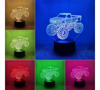 BIRBANN Veilleuse Monster-Truck 3D, Lampe 3D Monster Jam pour Enfants, Lampe Enfant avec 7 Couleurs Changeantes, Décoration Chambre Garçon, Veilleuse Bébé et Lampe Veilleuse Enfant pour Cadeau