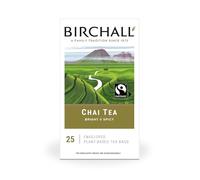 Birchall Sachets de thé, thé chai aux épices douces, thé noir plein de saveurs épicées, coffret cadeau parfait pour les amateurs de thé, lot de 25 sachets de thé enveloppés à base de plantes