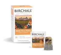 Birchall Thé vert et pêche | Infusion de thé vert | 1 paquet de 25 sachets de thé enveloppés à base de plantes