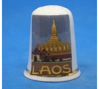 Birchcroft China Birchcroft Dé à coudre en porcelaine à collectionner - Affiche de voyage Laos - Boîte dôme