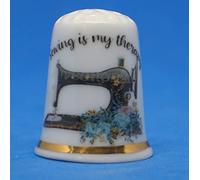 Birchcroft China Dé à coudre en porcelaine de collection - Sewing is Therapy - Boîte cadeau