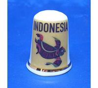 Birchcroft Dé à coudre à collectionner en porcelaine - Poster de voyage en Indonésie - Boîte offerte