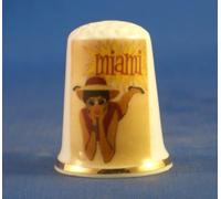 Birchcroft Dé à coudre à collectionner - Étiquette de voyage Hôtel Amérique Miami Florida - Boîte gratuite