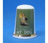 Birchcroft Dé à coudre de collection en porcelaine de Chine - Maison avec mon chien - avec boîte de présentation