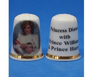 Birchcroft Dé à coudre de collection en porcelaine - Princesse Diana avec les princes William et Harry