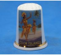 Birchcroft Dé à coudre en porcelaine de Chine à collectionner - Affiche de voyage des îles Cook - Boîte dôme