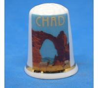 Birchcroft Dé à coudre en porcelaine de Chine à collectionner - Affiche de voyage du Tchad - Boîte dôme