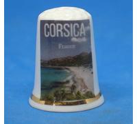 Birchcroft Dé à coudre en porcelaine de Chine à collectionner - Affiche de voyage en Corse - Boîte dôme