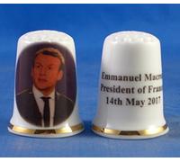 Birchcroft - Dé à coudre en porcelaine de Chine - objet à collectionner avec inscription ’Emmanuel Macron President of France’