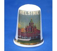 Birchcroft Dé à coudre en porcelaine de Chine - Poster de voyage Helsinki - Boîte incluse