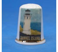 Birchcroft Dé à coudre en porcelaine de collection - Affiche de voyage des îles anglo-normandes - avec boîte de présentation