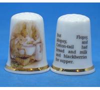 Birchcroft Dé à coudre en porcelaine de collection - Beatrix Potter Flopsy, Mopsy et queue de coton - avec boîte de présentation