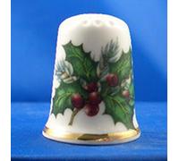 Birchcroft Dé à coudre en porcelaine de collection - Merry Christmas 2023 - avec boîte en forme de dôme