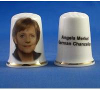 Birchcroft Porcelaine Chine à collectionner Dé à Coudre Angela Merkel Chancelier d'Allemagne