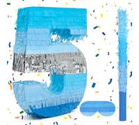 Birchio Ensemble piñata en forme de chiffre 5 avec bandeau pour les yeux et chauve-souris (40,6 x 27,9 x 10,2 cm), parfait pour les fournitures de fête d'anniversaire, décoration d'anniversaire sur le