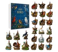 Bird Advent Calendars 2025, 24 Days Christmas Countdown Advent Calendars with 2D Flat Acrylic Bird Ornament for Adults Kids