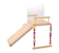 Bird Barch Swing - Balançoire d'oiseaux debout - Support d'entraînement en bois avec échelle d'escalade et miroir - Accessoires pour cage pour animaux de compagnie - Jouet pour cockatiels - Lovebird