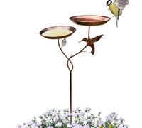 Bird Bath Bowl - 93x37cm Outdoor Metal Birds Bath for Garden | Rustic Iron Bird Feeder Bowl Stand | Garden BirdBath with Tray for Hummingbirds | Wildlife Drinking Water Station