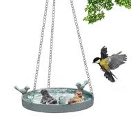 Bird Bath Bowl, Metal Garden Feeder, 24.41x9.84in Authentic Outdoor Hanging Basin, Adjustable Chain Height, Weather-Resistant Design for Backyard Patio Balcony Use
