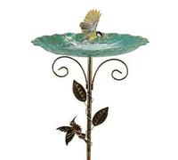Bird Bath Feeder - 30 inch Tall Decorative Water Basin, Outdoor Garden Stand | Elevated Backyard Lawn Bird Bath Station, Metal Resin Water Feeder with Stake for Terrace Park Landscape Wildlife