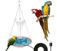 Bird Bath Feeder, Hangable Hummingbird Bowl, 9.25x9.25x17.72 inches, Charging Water Tray, Outdoor Design, Built Fountain Pump for Backyard and Gardens Decoration Use, Multicolor