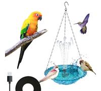 Bird Bath Feeder, Hangable Hummingbird Bowl, 9.25x9.25x17.72 inches, Charging Water Tray, Outdoor Design, Built Fountain Pump for Backyard and Gardens Decoration Use, Multicolor