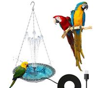 Bird Bath Feeder, Hangable Hummingbird Bowl, 9.25x9.25x17.72 inches, Charging Water Tray, Outdoor Design, Built Fountain Pump for Backyard and Gardens Decoration Use, Multicolor