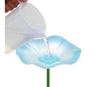Bird Bath For Outside Garden | Iron, 14,5 x 14,5 x 64 cm, 165 g | Flower Shaped Feeder For Birds, Bees & Butterflies | Ground Stake Waterer & Yard Decor