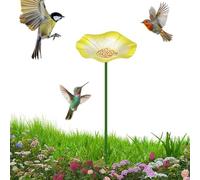 Bird Bath For Outside Garden | Iron, 14,5 x 14,5 x 64 cm, 165 g | Flower Shaped Feeder For Birds, Bees & Butterflies | Ground Stake Waterer & Yard Decor