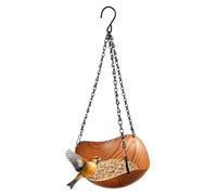 Bird Bath Hangable - Hanging Bird Feeder and Bath | Single Layer Wood Grain | Single Layer Design, Light Wood Grain Finish, Hanging Installation, Purpose Feeder And Drinking Basin, Outdoor Garden Or