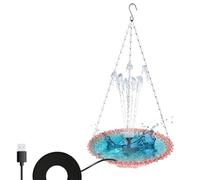 Bird Bath, Hangable Hummingbird Feeder, Decorative USB Charging Bird Bath, Built-in Fountain Pump, Easy to Install & Maintain, 9.25x9.25x17.72 inches for Garden, Backyard, Patio