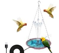 Bird Bath, Hangable Hummingbird Feeder, Decorative USB Charging Bird Bath, Built-in Fountain Pump, Easy to Install & Maintain, 9.25x9.25x17.72 inches for Garden, Backyard, Patio