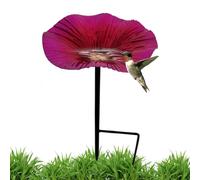 Bird Bath, Outdoor Bath Pole, 9.84x5.51 inches Decorative Flower-Shaped Basin, Sturdy Metal, Weather-Resistant Finish, Garden Birds Feeder for Hummingbirds, Yard and Lawn Decor