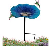 Bird Bath, Outdoor Bath Pole, 9.84x5.51 inches Decorative Flower-Shaped Basin, Sturdy Metal, Weather-Resistant Finish, Garden Birds Feeder for Hummingbirds, Yard and Lawn Decor
