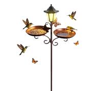 Bird Bath Outdoor - Solar LED Bird Feeder Tray, Large Capacity Bath Bowl