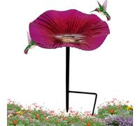 Bird Bath, Outdoor Water Feeder on Pole, 9.84x5.51 inch Decorative Flower Shaped Feeding Station & Metal Stake Design, Aesthetic Garden Accent for Hummingbird and Backyard Wildlife