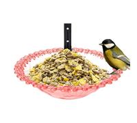 Bird Bath Outside, 9 inches Wall Mounted Outdoor Bird Bath, Sturdy Transparent Hangable Water Feeding Basin, Flower Shaped Statue for Hummingbird, Parrot, Parakeet