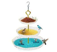 Bird Bath Outside, Tier Birdbath Garden Tray, 9.45x17.72 inches, Shaped Hanging Hook, Feeder Plate Design, Water Food Bowl for Patio, Gardens, and Backyard Wildlife, Multicolor