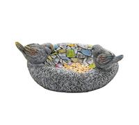 Bird Bath Outside, Weather Resistant Bathing Basin, 12 Inch Outdoor Bird Bath with Stable Base, Resin Garden Accessory with Rustic Finish, Backyard Courtyard Landscaping Park Decor, Pet Aviary Monk