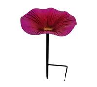 Bird Bath, Parakeet Water Feeder, 9.84x5.51in Portable Flower Shape Basin, Decorative Metal Stake Support, Bird Feeding Station for Hummingbirds, Garden, Lawn, Yard Ornament