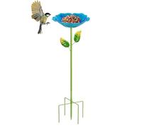 Bird Bath - Rustproof All-Weather Flower-Shaped Basin | Outdoor Feeding Station | Decorative Wildlife Pedestal, Yard Patio Deck Porch Backyard Outside Decor Garden Art Ornament