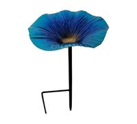Bird Bath, Water Feeder, 9.84x5.51 inches with Pole Decorative Flower Shaped Portable Metal Stake Design Aesthetic Feeding Station, Garden Accent for Hummingbirds and Yard