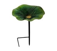 Bird Bath, Water Feeder, 9.84x5.51 inches with Pole Decorative Flower Shaped Portable Metal Stake Design Aesthetic Feeding Station, Garden Accent for Hummingbirds and Yard