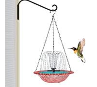 Bird Bath Water Fountain, Solar Powered Bowl, Hangable Bird Feeder, Garden Decoration and Wildlife Waters Feature for Children, Landscape, Yard, Nature Lovers, 9.25x18.11 inches
