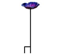 Bird Bath - Weather Resistant Metal Garden Stand | Reflective Petals Design Bee Watering Station | 25.5 inch Outdoor Bird Bath Feeder | for Patio Deck Backyard Balcony Yard Window Garden Decoration
