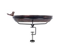 Bird Bath with Clamp - Retro Outdoor Garden Decor for Balcony Railing Fence | Adjustable Mounted Water Feeder for Backyard Patio Porch Tree Birdwatching with Easy Installation