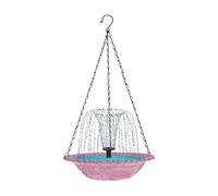 Bird Bath with Fountain for Outdoor Garden Wildlife | Solar Powered Bath Fountain Pump for Yard and Porch | Hanging Water Feeder Decoration for Backyard Landscape | Nature Garden Feature for Children